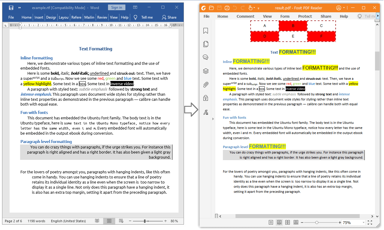 Convert RTF bytes to PDF file with formatting Convert RTF bytes to PDF file with formatting